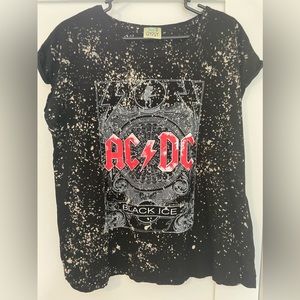 Bleached AC DC cap sleeve tee
